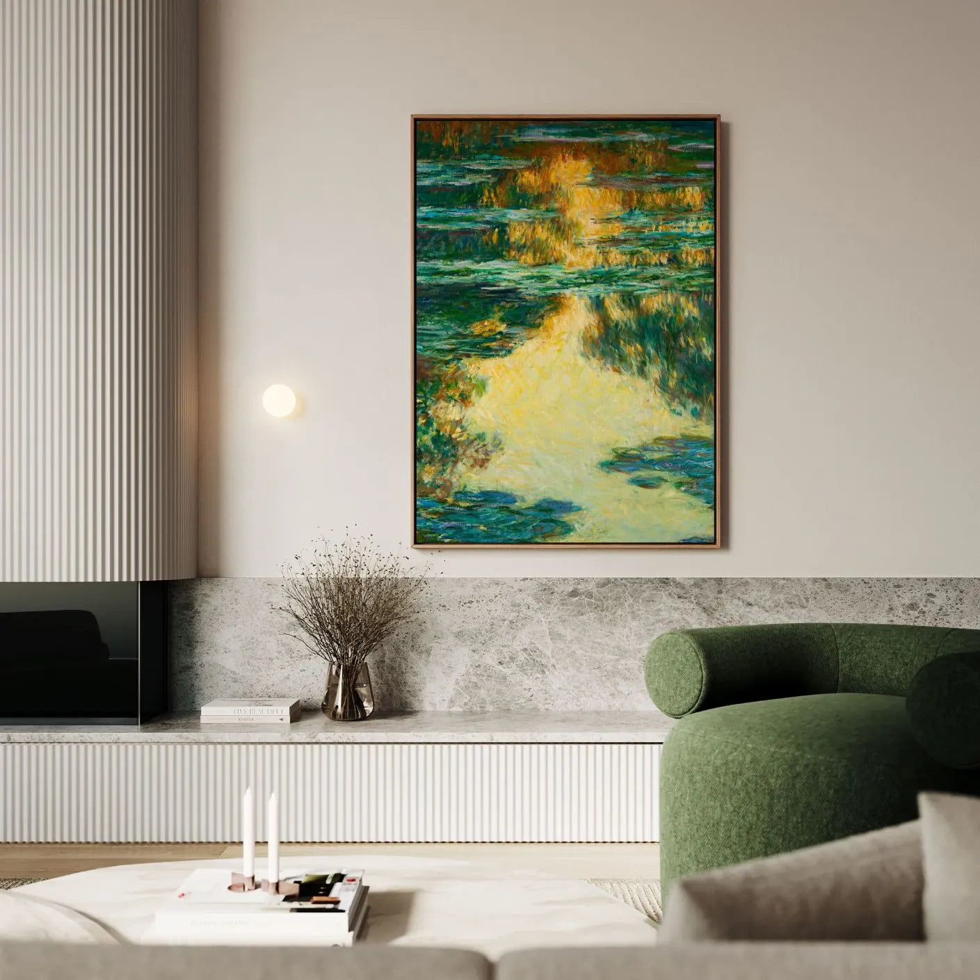 Framed Canvas Print Water Lilies Reflections