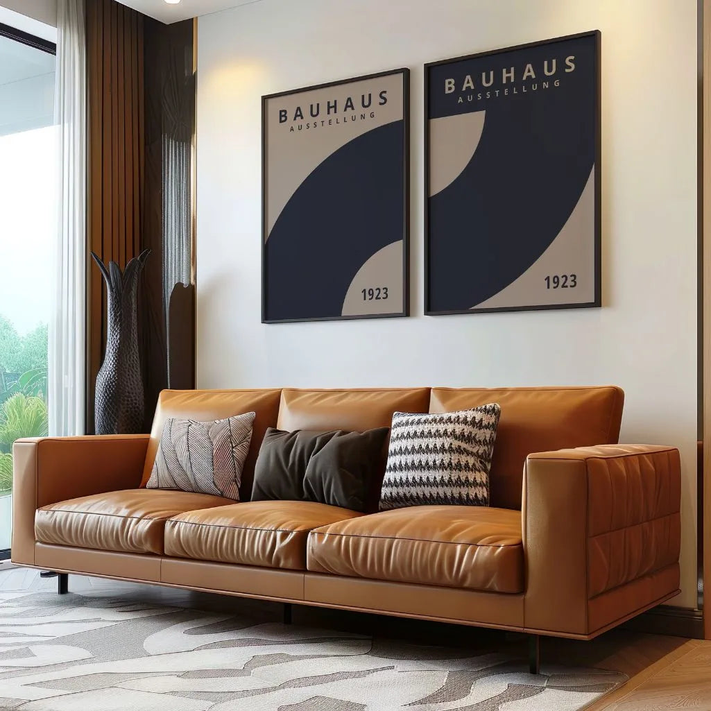 Astrazione Blu Navy Bauhaus – Set di 2 poster