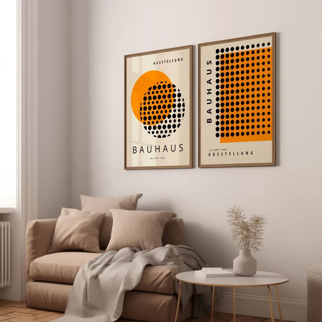 Bauhaus Nero Arancione – Set di 2 poster