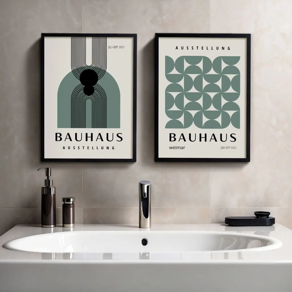 Bauhaus grafiche Verde – Set di 2 poster