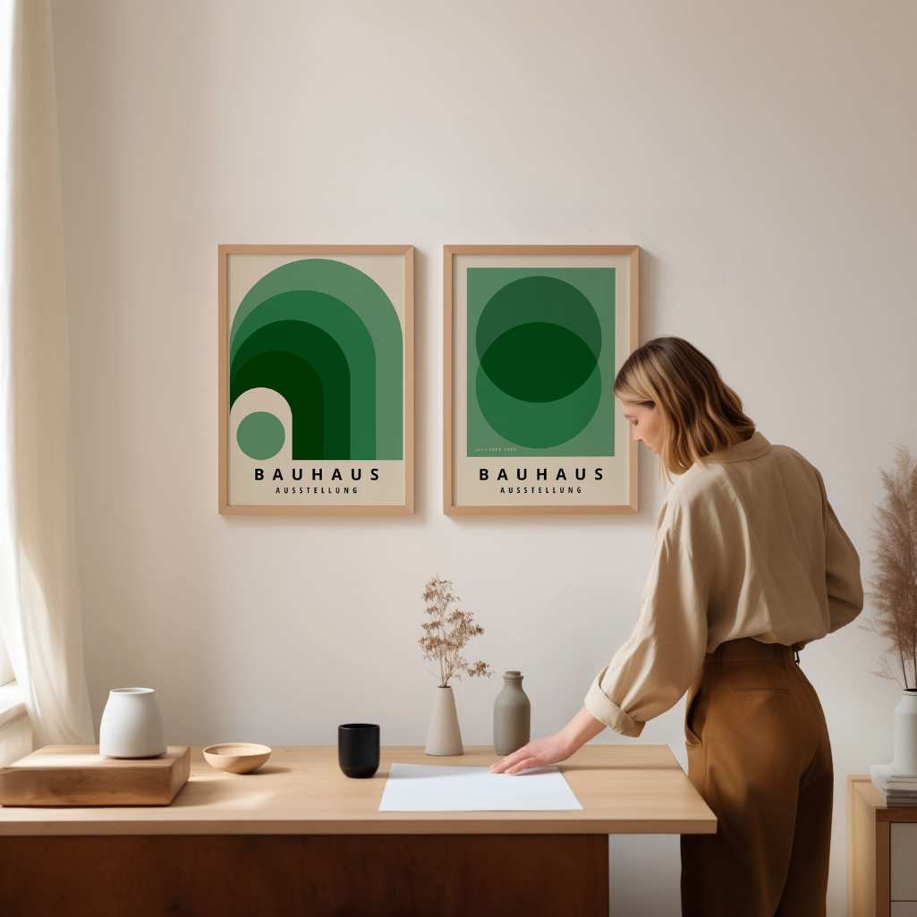 Bauhaus Verde Armonia – Set di 2 poster
