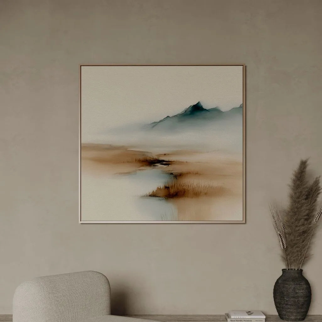 Tela incorniciata – Nebbia beige e blu