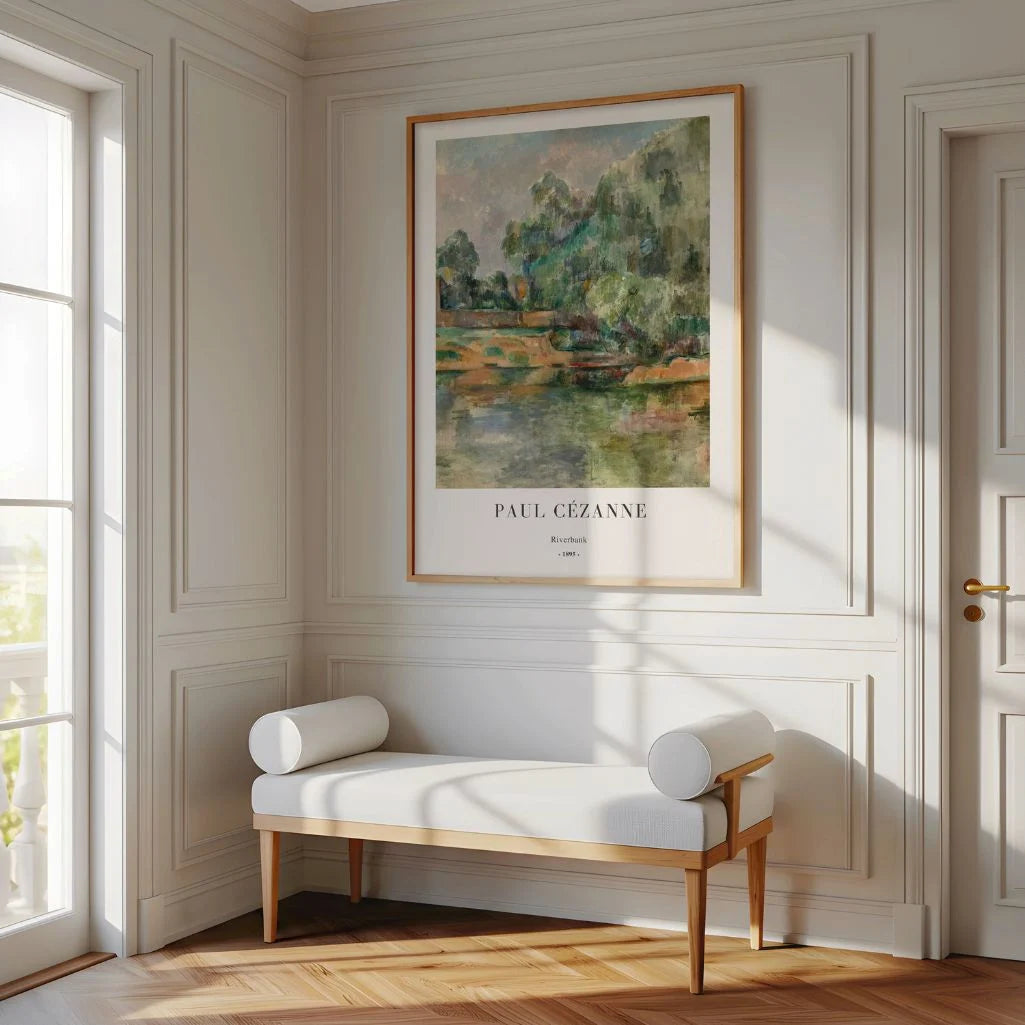 Paul Cézanne – Paesaggio fluviale formato verticale Poster
