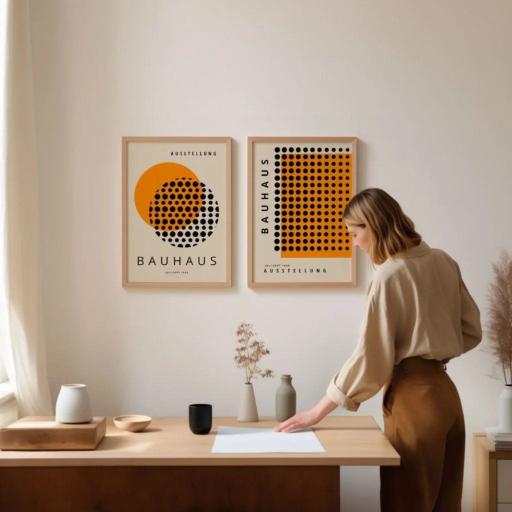 Bauhaus Nero Arancione – Set di 2 poster
