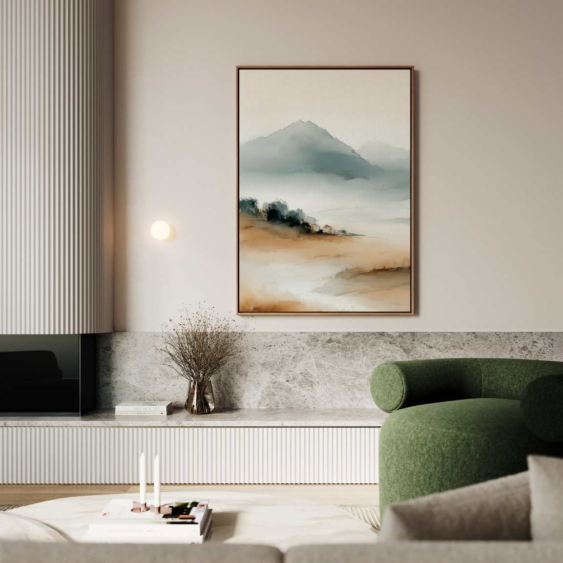 Framed Canvas Print Minimalist Watercolor Landscape