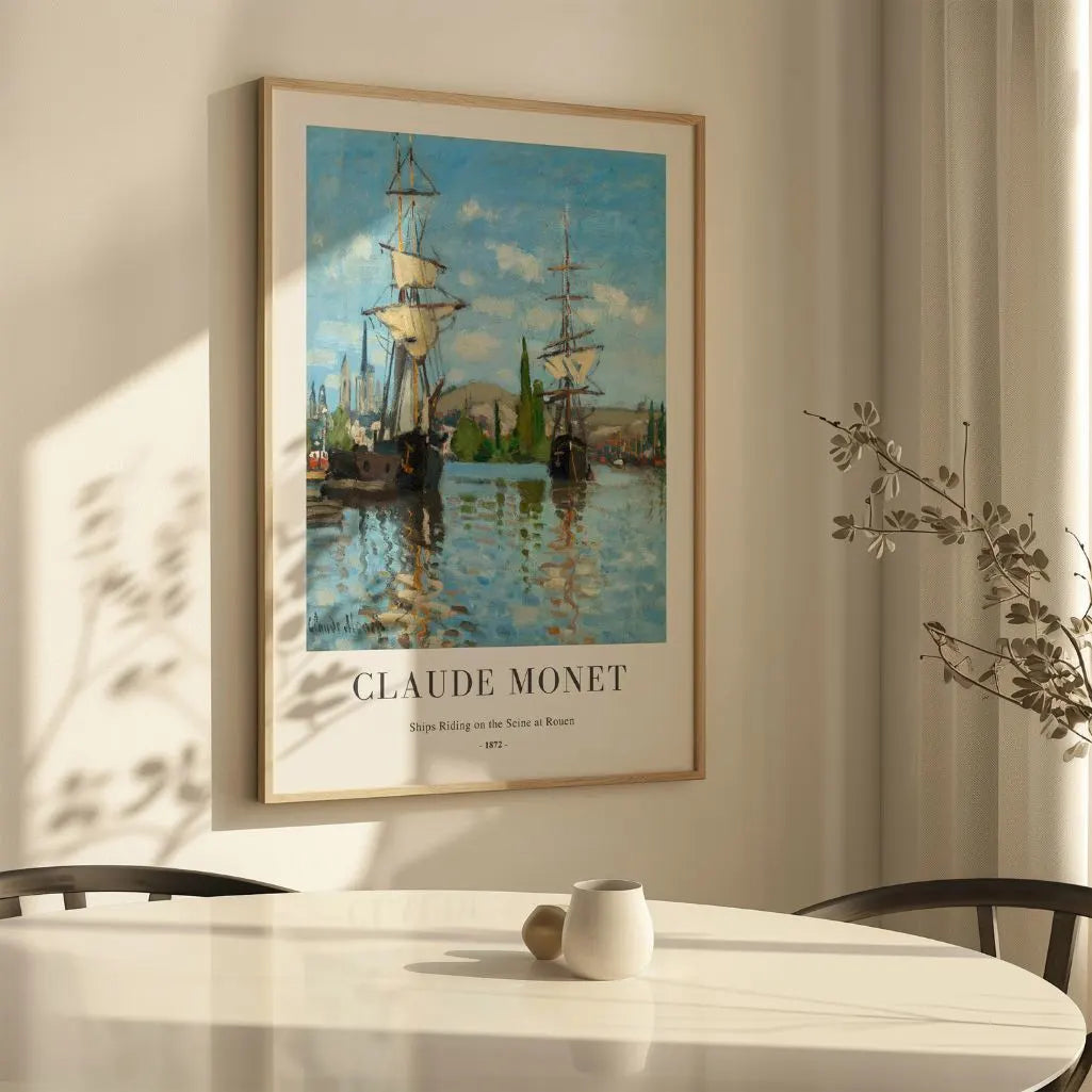 Claude Monet – Barche sulla Senna a Rouen Poster