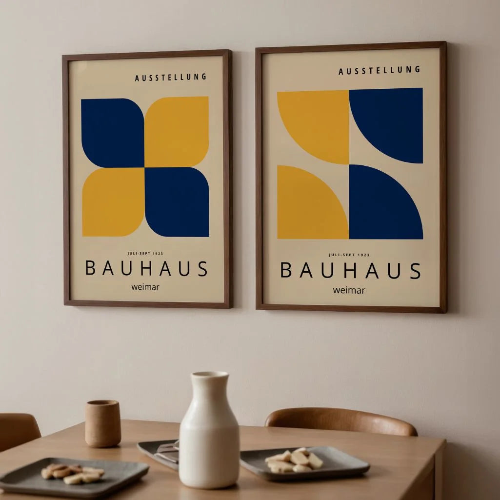 Bauhaus Blu Navy Giallo – Set di 2 poster