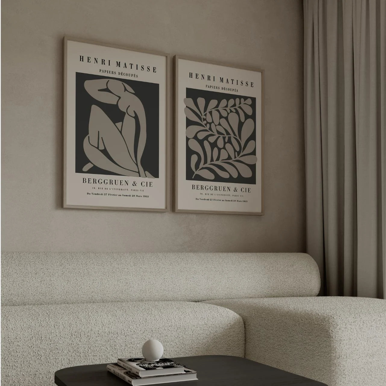 Set of 2 Matisse Taupe Botanical Forms Posters