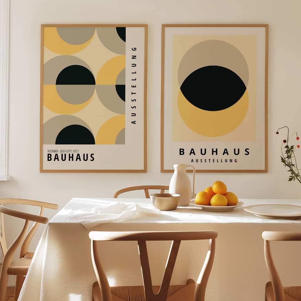 Yellow Bauhaus Poster Set of 2