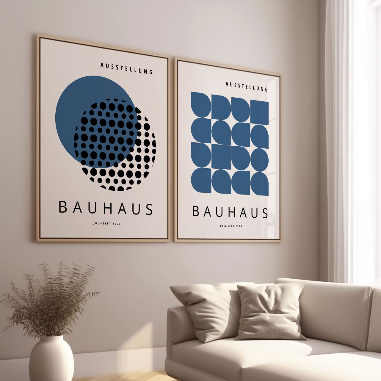 Bauhaus Navy Minimal Poster Set of 2