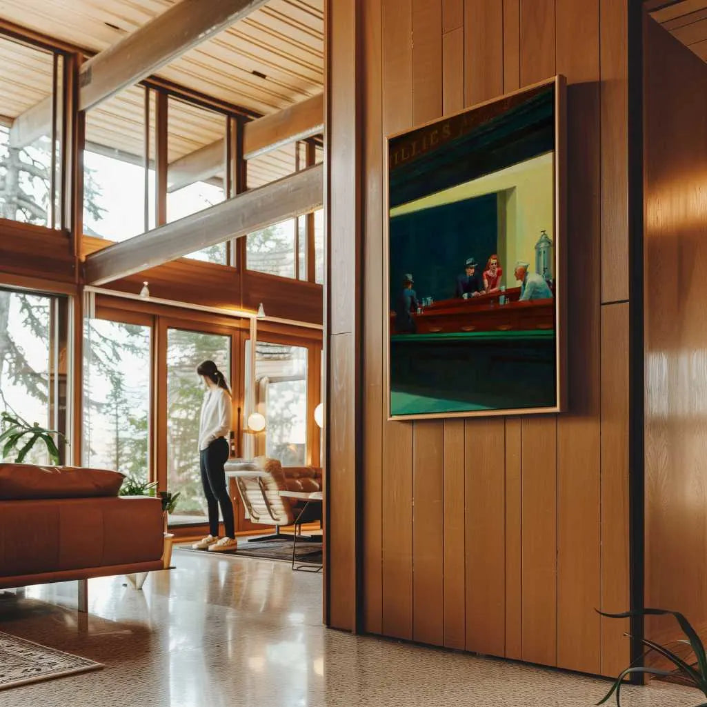 Framed Canvas Print Nighthawks at Night