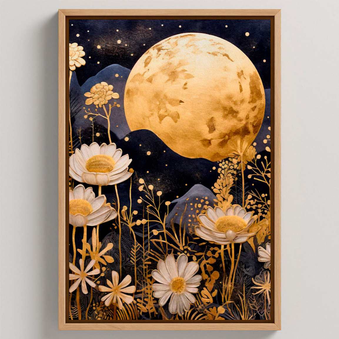 Framed Canvas Print Japanese Moon Garden