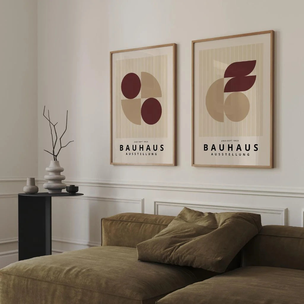 Bauhaus Borgogna Beige – Set di 2 poster