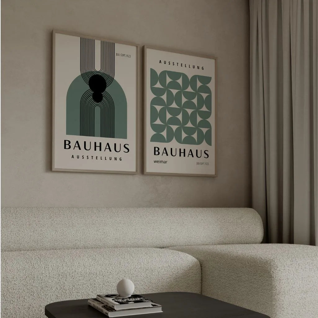 Bauhaus grafiche Verde – Set di 2 poster