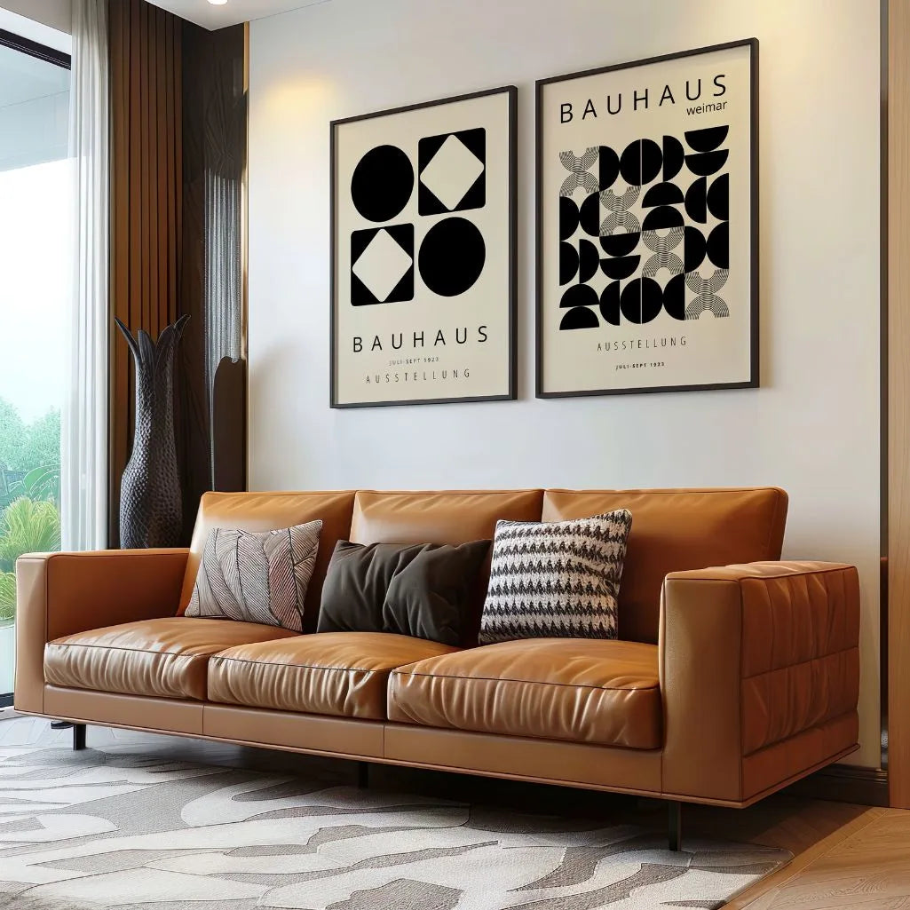 Bauhaus Geometria – Set di 2 poster,beige