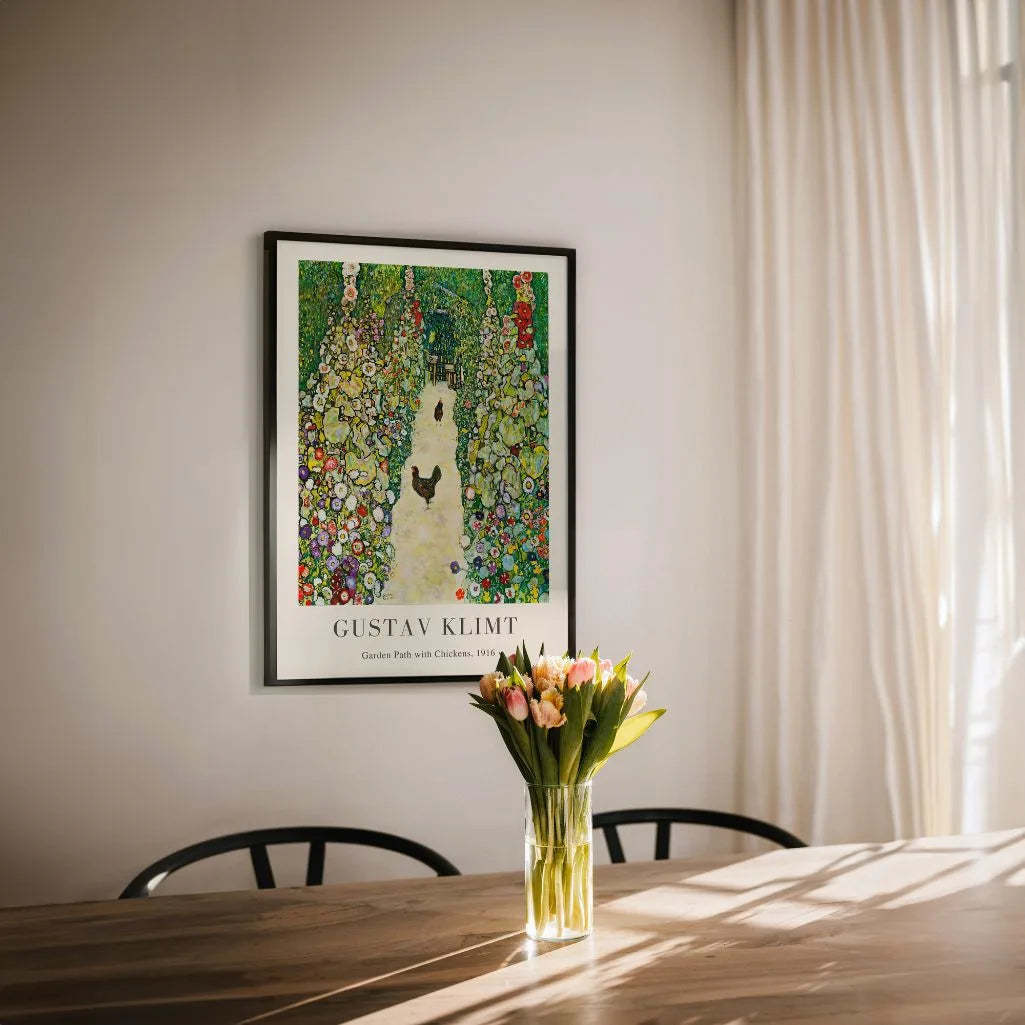 Gustav Klimt Garden Path with Chickens Poster