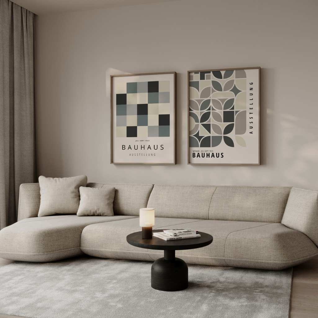 Bauhaus Grigio Beige – Set di 2 poster