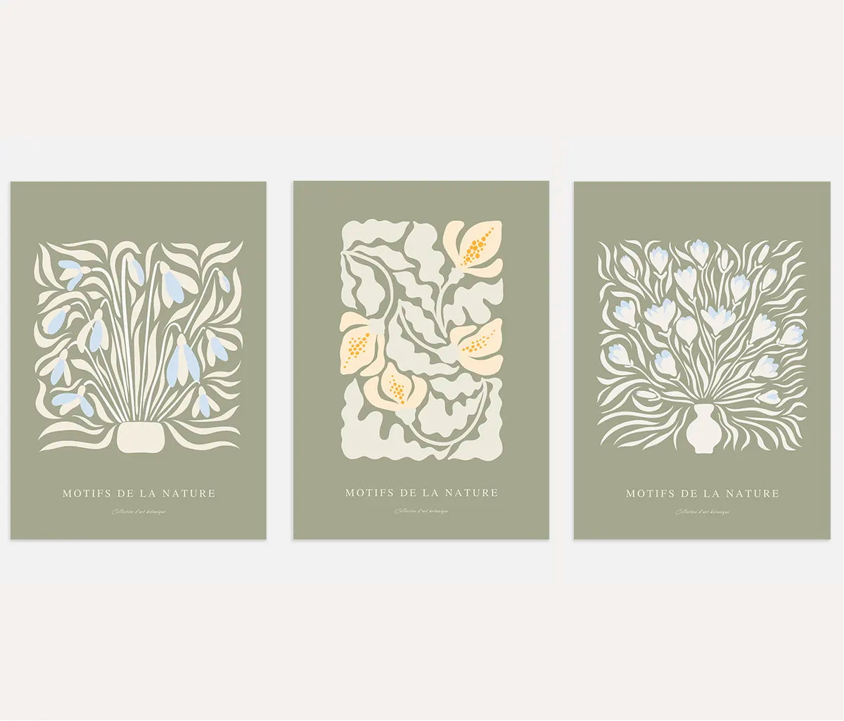 Motifs de la Nature Botanical Prints – Sage Green Set of 3