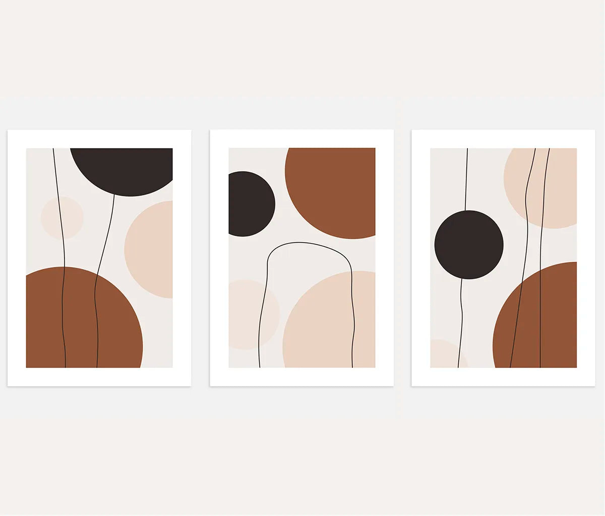 Balanced Forms – Minimalist Abstract Art Prints - Set of 3 Neutral Wall Art
