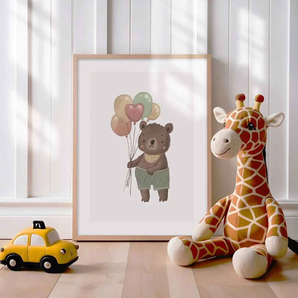 Bear With Balloons Poster