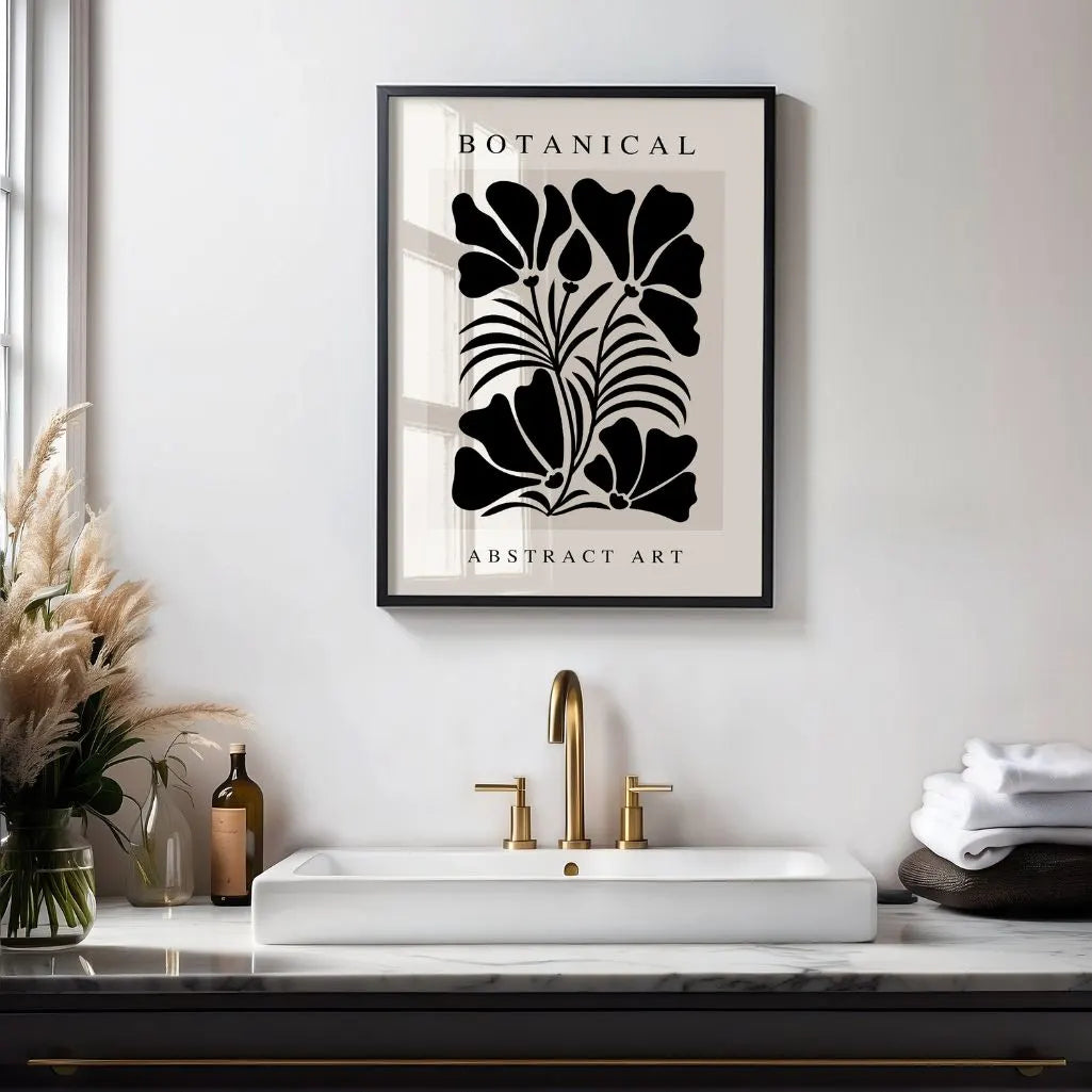 Abstract Black Leaves Poster