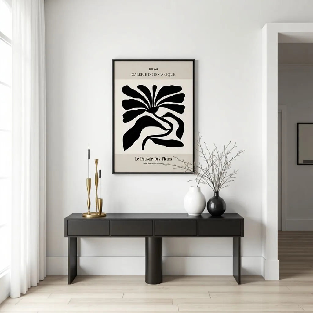Abstract Black Flowers Poster
