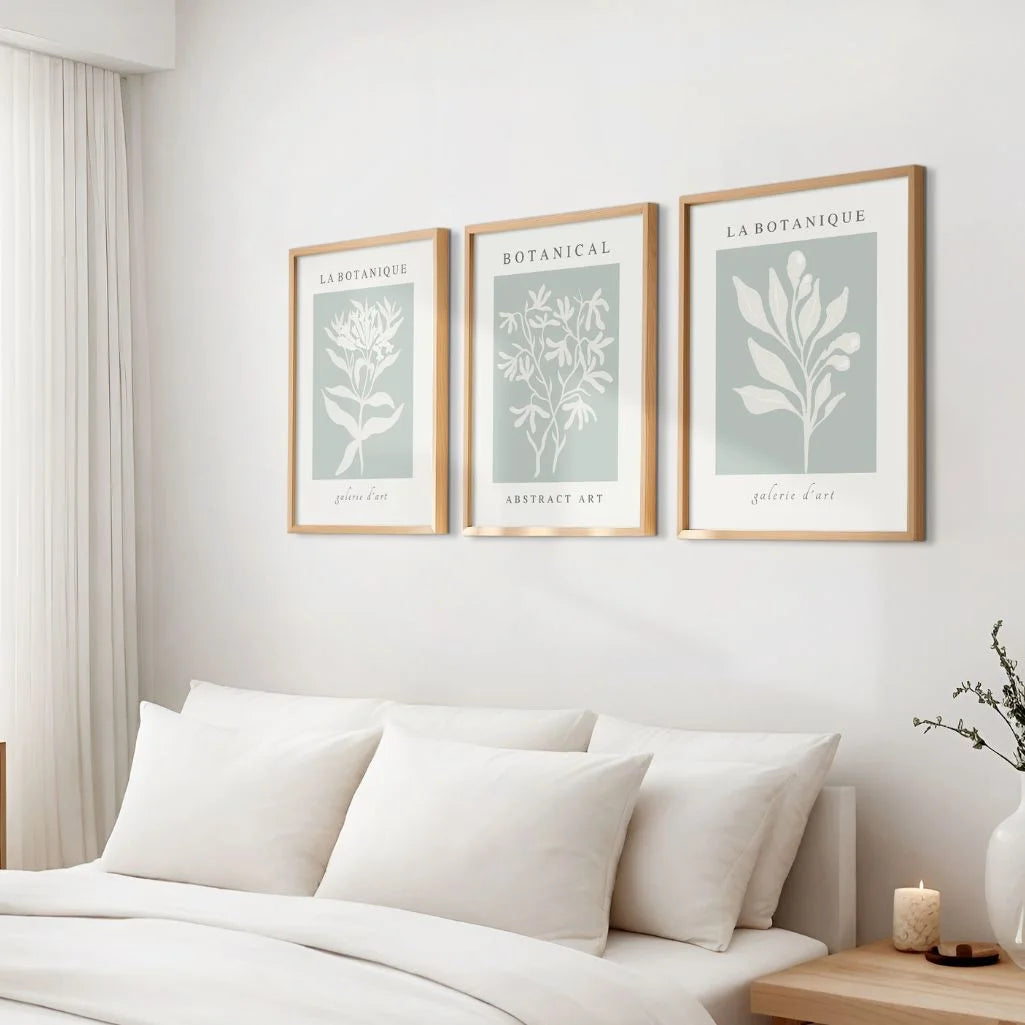 Abstract Botanical Wall Art – Minimal Sage Green Set of 3