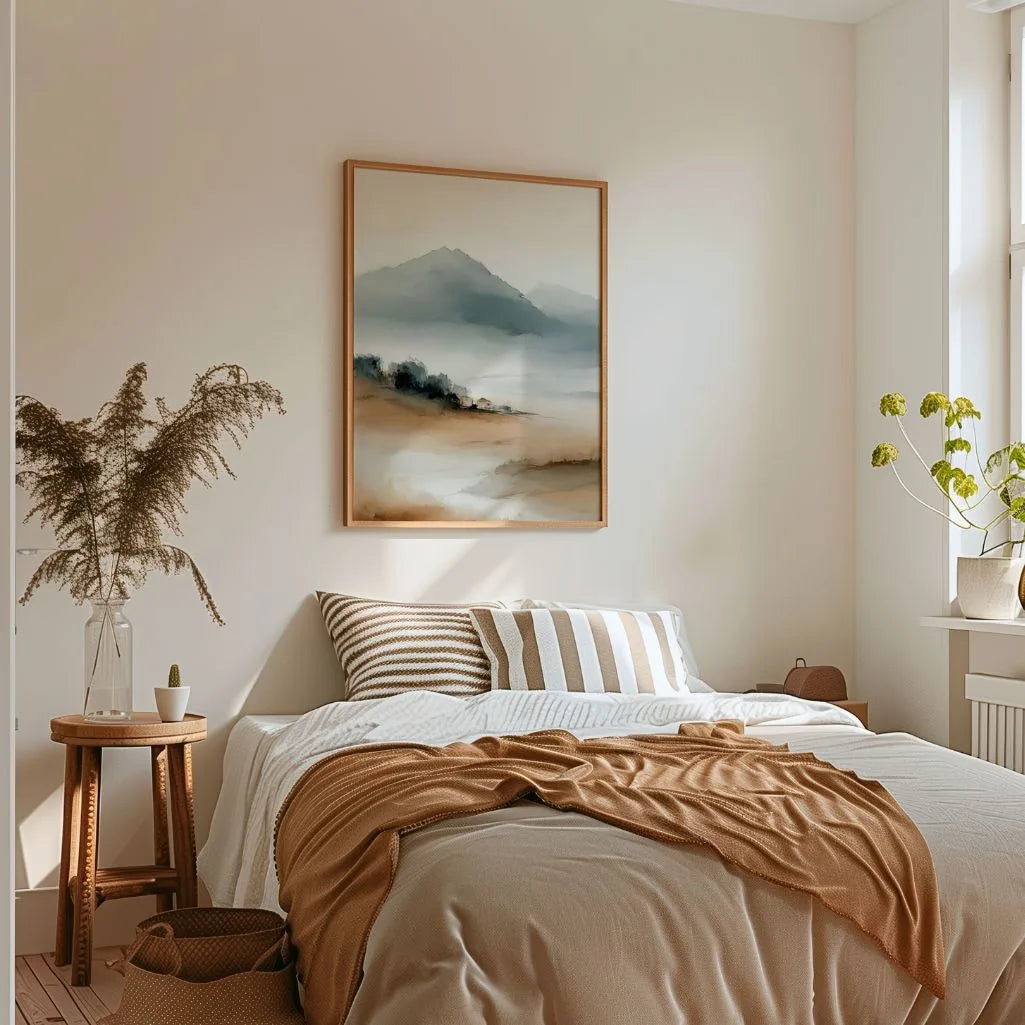 Misty Valley Mountain Poster