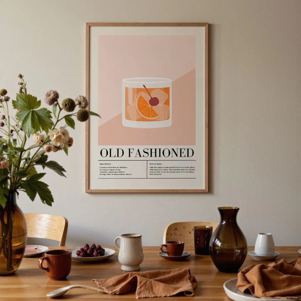 Poster illustrazione Cocktail Old Fashioned