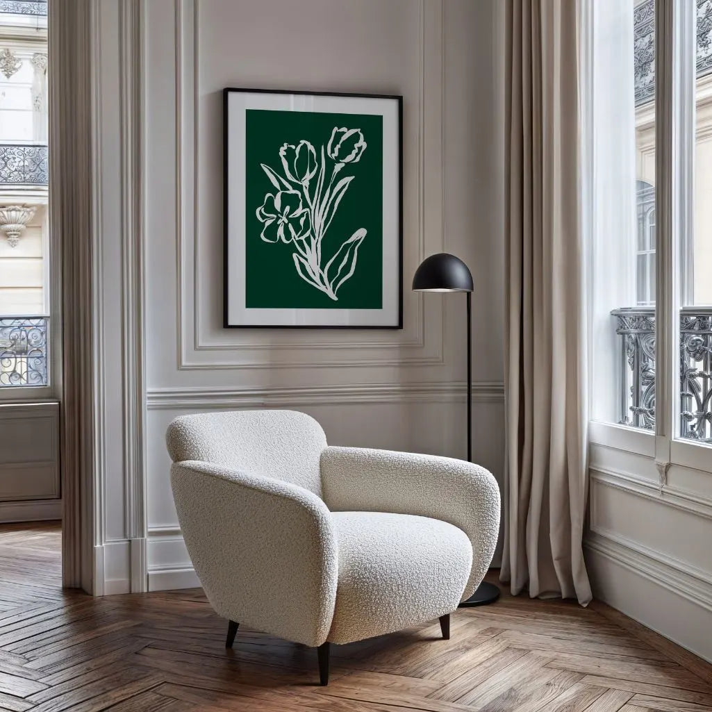 Emerald Line Florals Poster