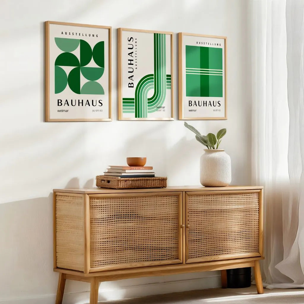 Green Order Bauhaus Poster Set of 3