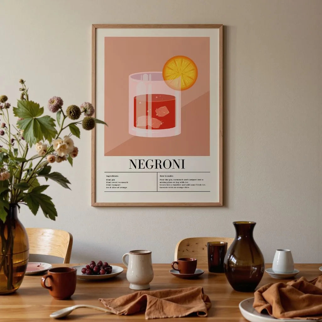 Poster Cocktail Bicchiere Negroni