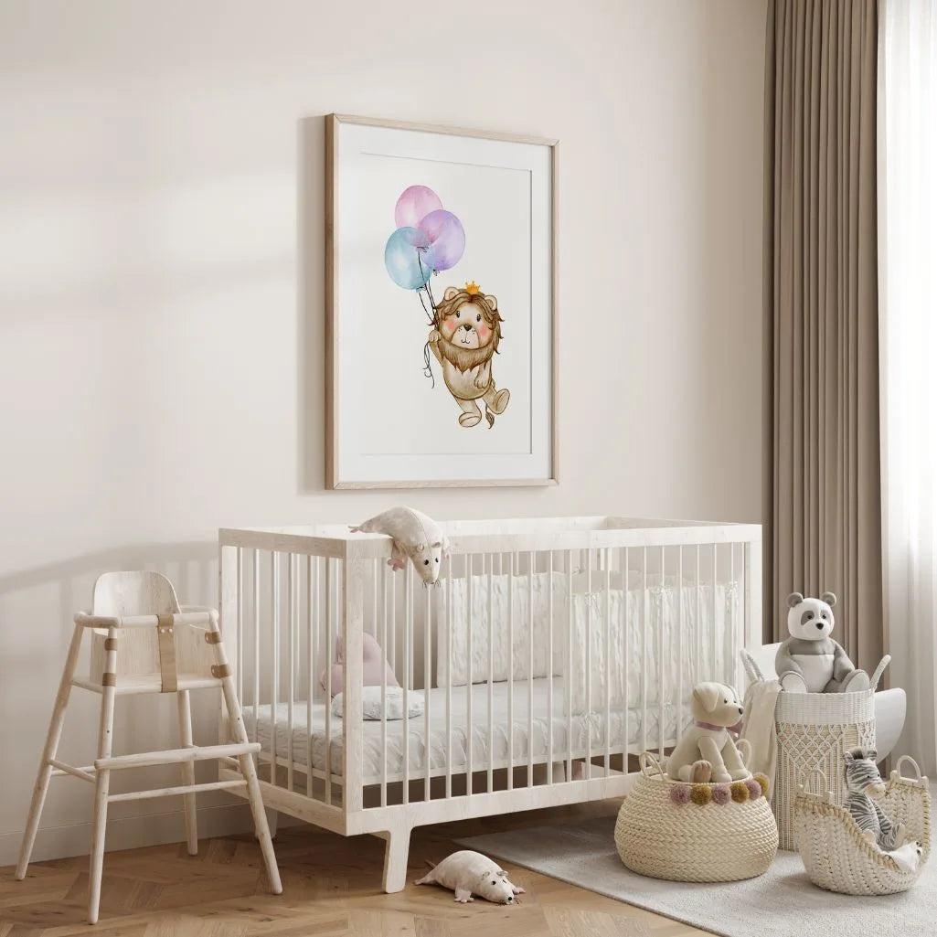 Lion With Balloons Poster