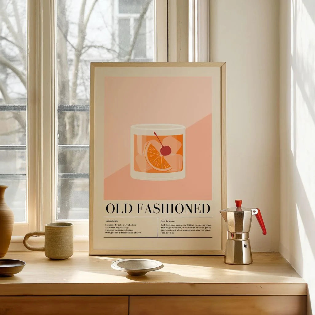 Poster illustrazione Cocktail Old Fashioned