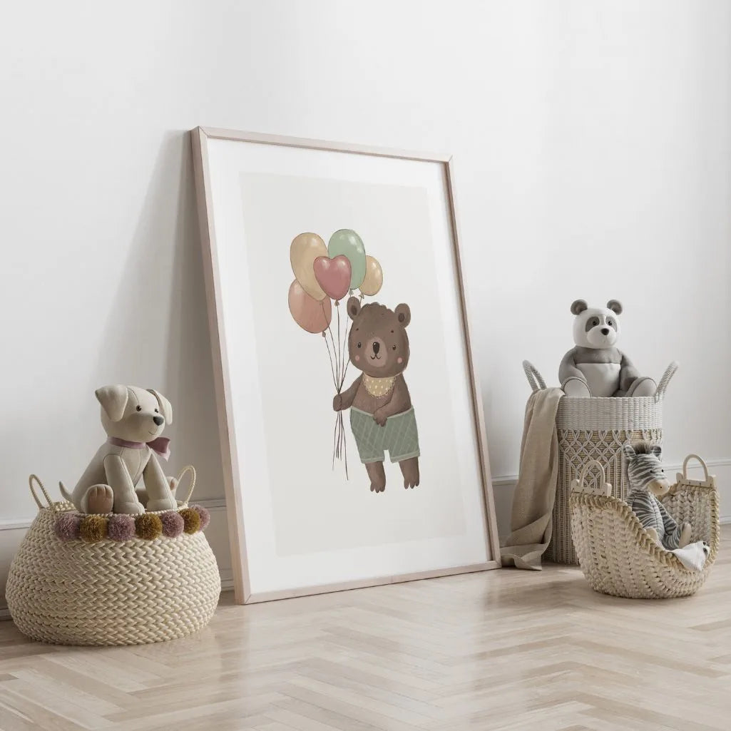 Bear With Balloons Poster