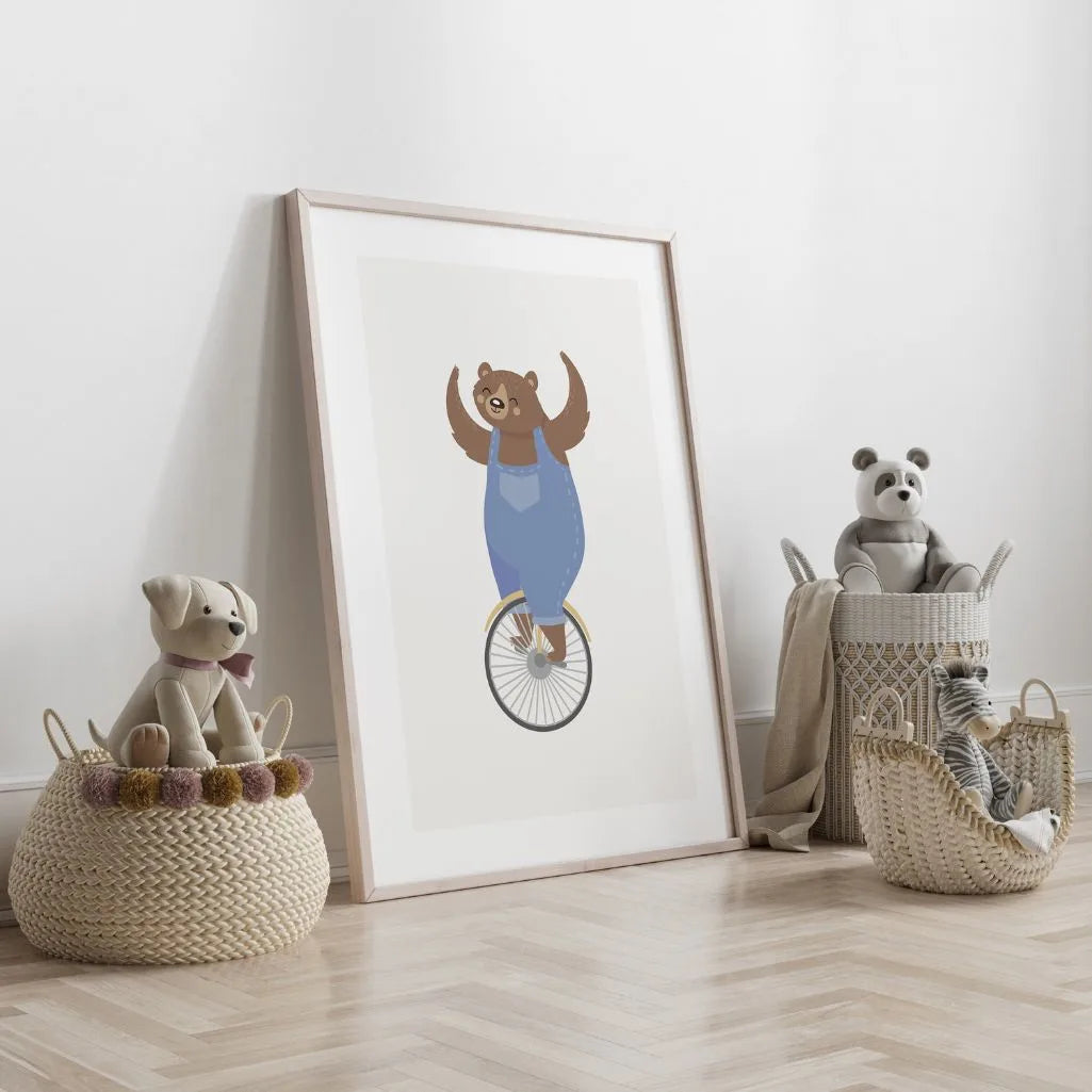 Bear On A Unicycle Poster
