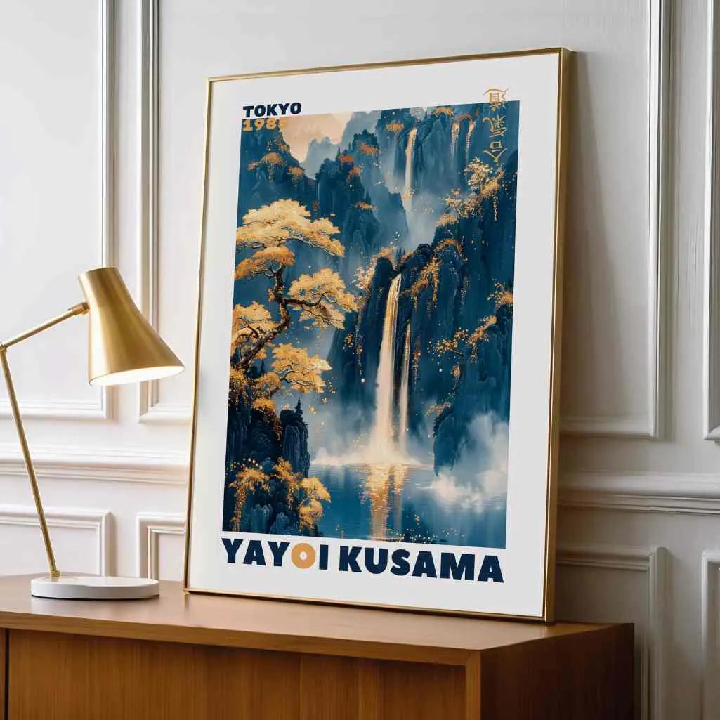 Yayoi Kusama – Poster Cascata Dorata di Montagna