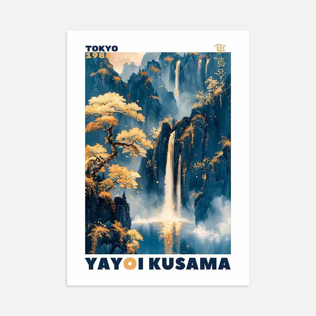 Yayoi Kusama – Poster Cascata Dorata di Montagna
