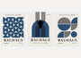 bauhaus poster set of 3 with navy and cream geometric semicircles and concentric lines