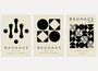 bauhaus poster set of 3 with black geometric modular shapes