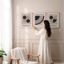 neutral bauhaus wall art set in calm minimalist living room