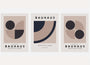 bauhaus poster set of 3 with neutral geometric circles half circles and quarter forms