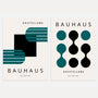 bauhaus green black poster set 2 geometric wall art