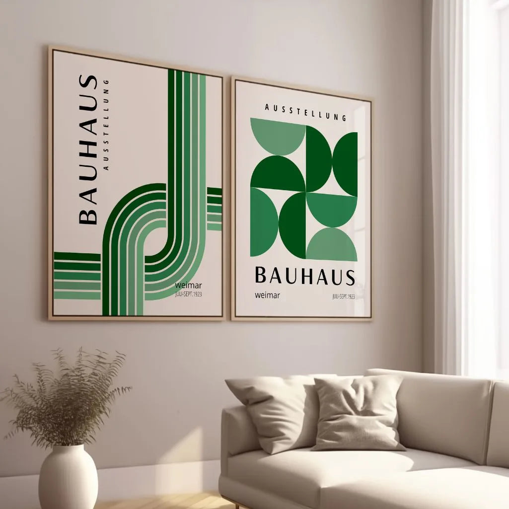 bauhaus green poster set gallery wall decor