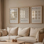 beige bauhaus wall art set in calm modern living room