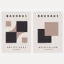 bauhaus taupe graphite poster set 2 geometric wall art