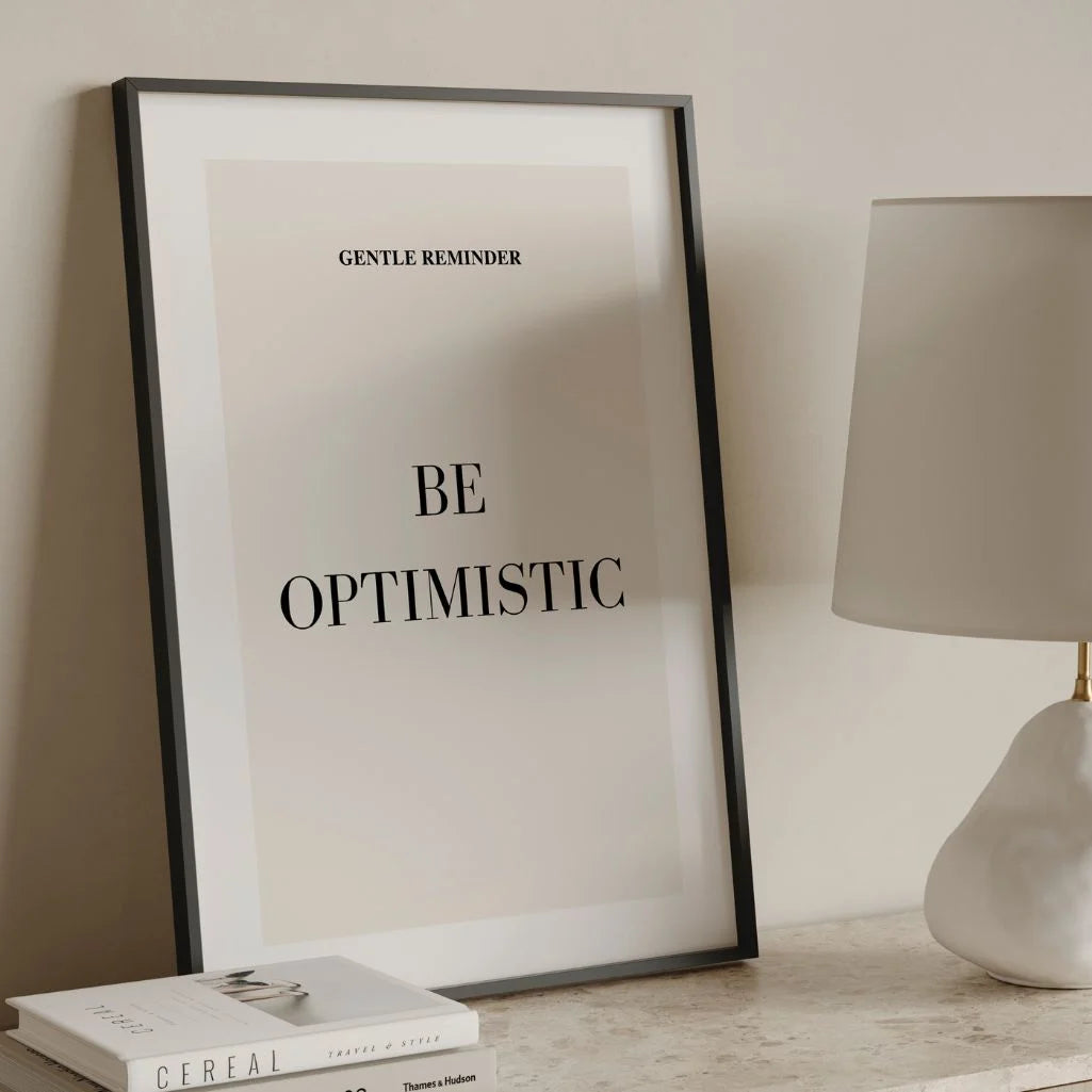 positive mindset poster in minimalist home office space