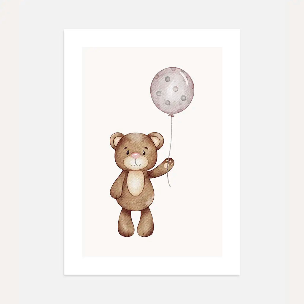 bear polka dot balloon poster kids wall art
