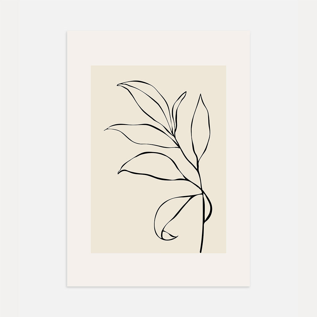 minimal line art poster beige botanical wall art