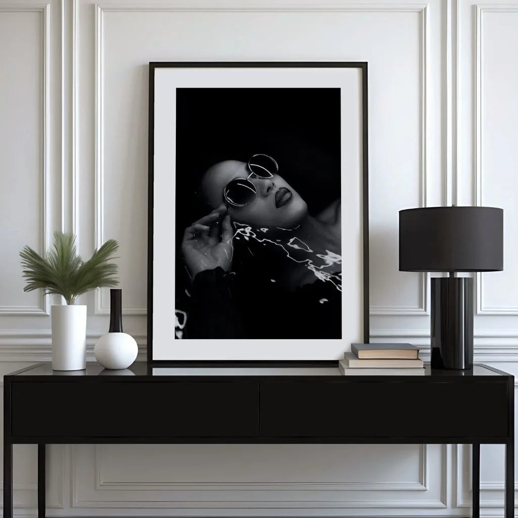 black white glamour poster detail